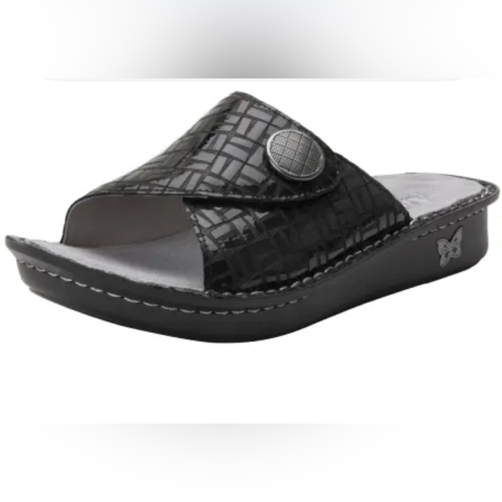 Alegria Vivica Score Black Patent Leather Slide Sandals Eu 36